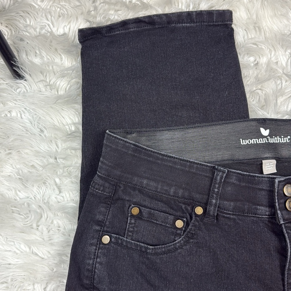 Woman Within Black Cropped Capri Style Jeans - Picture 5 of 7